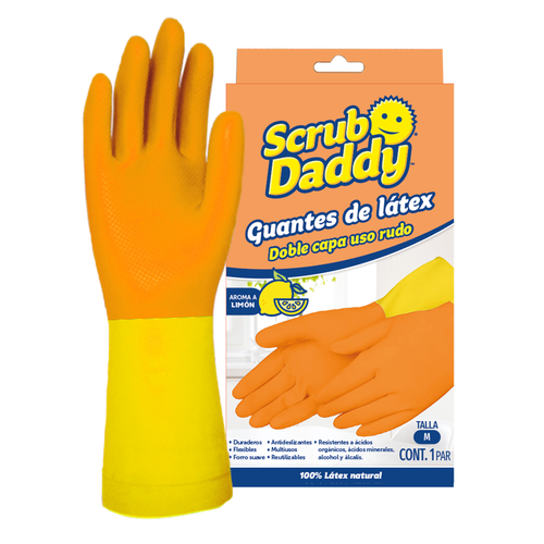 Guantes de Látex doble capa uso rudo, Scrub Daddy, talla CH