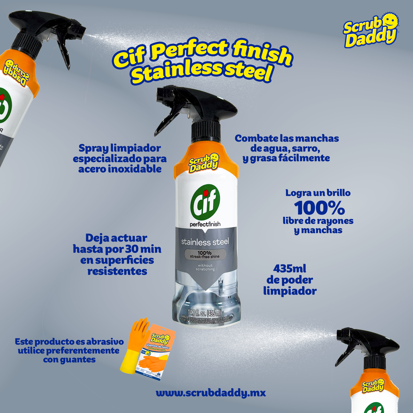¡NUEVO! CIF Acabado Perfecto - Spray Limpiador Para Acero Inoxidable